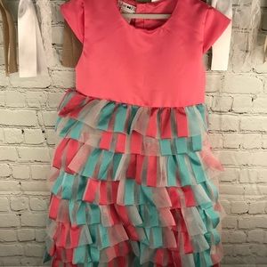 Joe and Elle dress style Bella pink with ruffles size 7